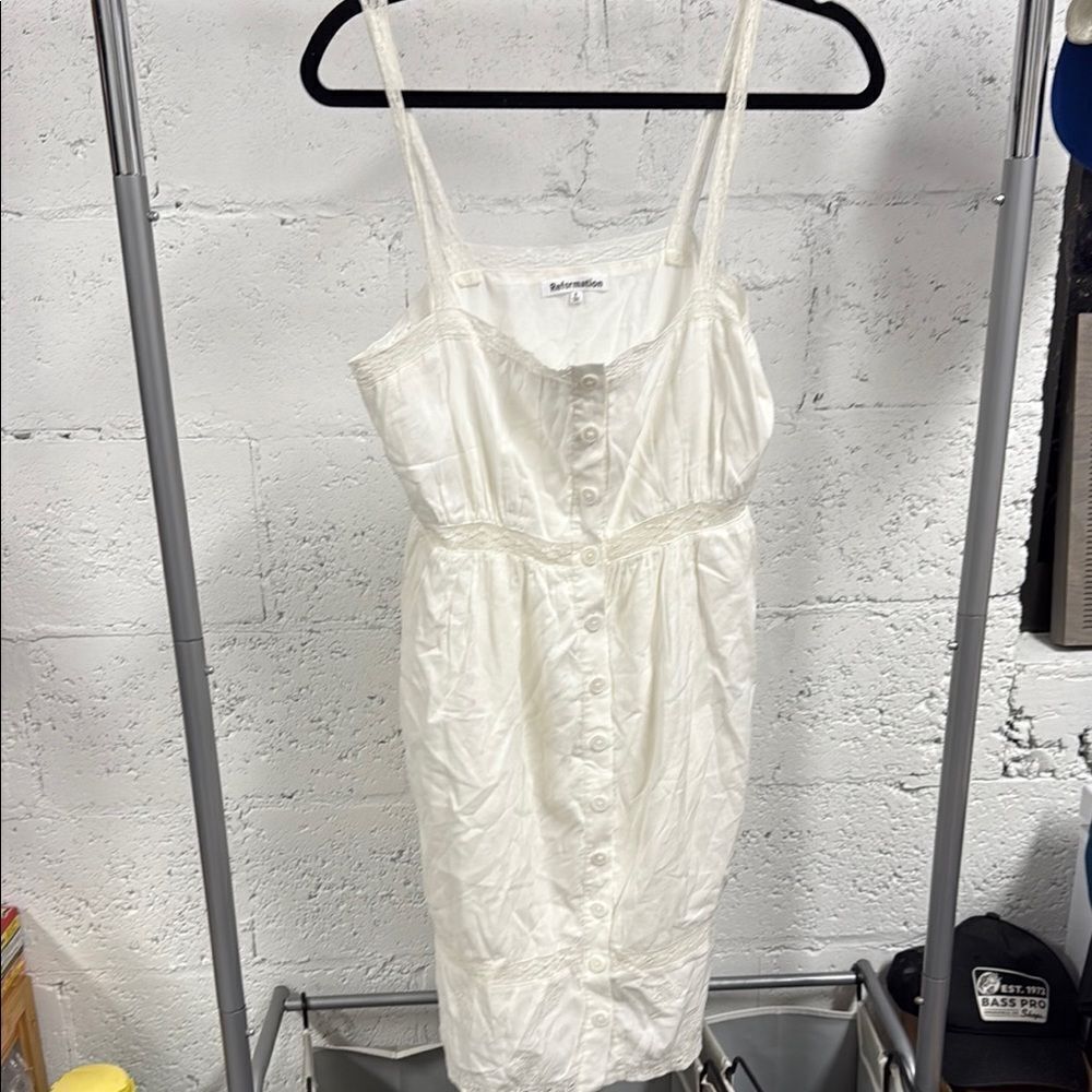 Reformation White Lace-Button Down Dress - Size 8 - LIKE NEW - Cute Summer Mini